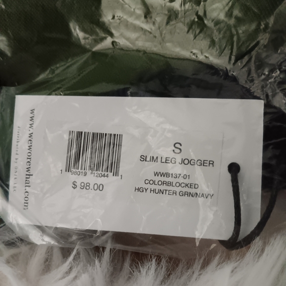 We Wore What Hunter Green & Navy Track Joggers with Elastic Cuffs - Picture 7 of 7